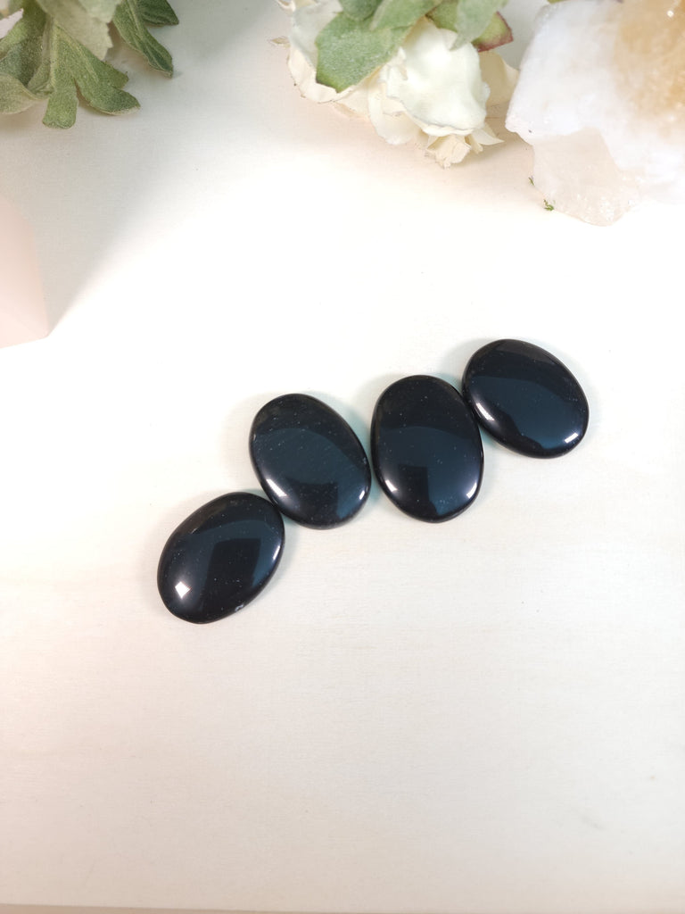 Crystals, Stones, & Gems Black Obsidian Oval Gemstones Worry Stones