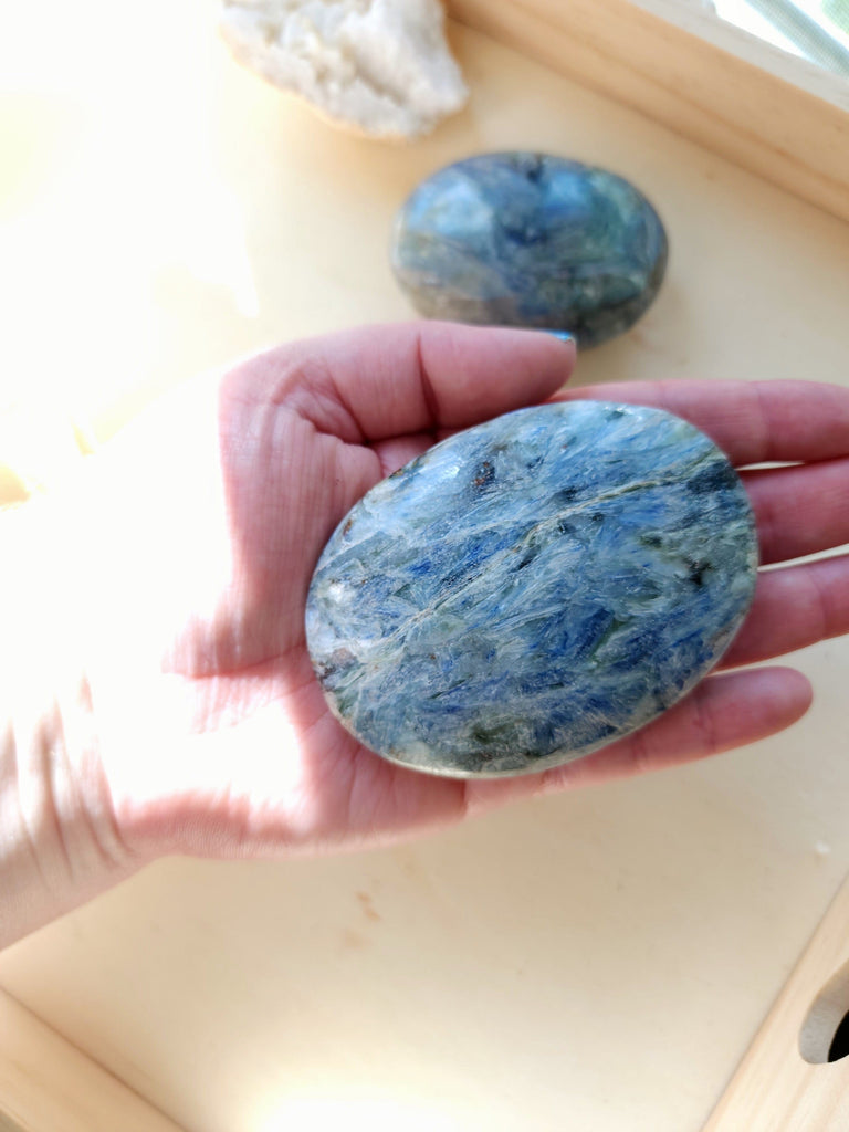 Crystals, Stones, & Gems Blue Kyanite Palm Stones, Large