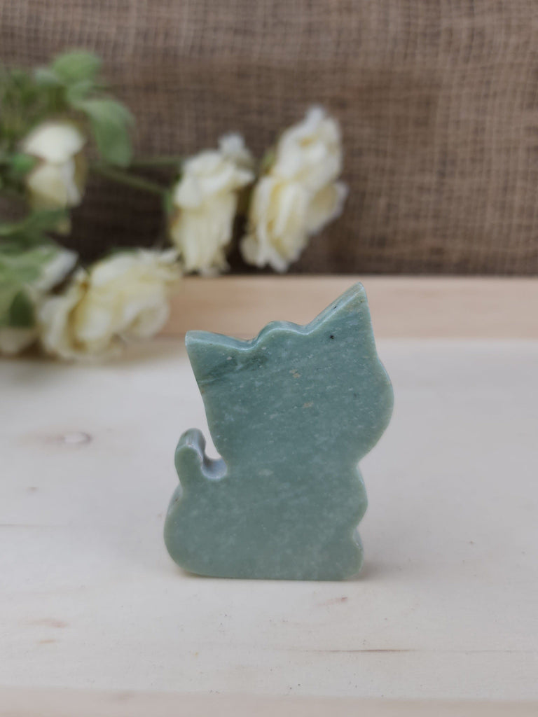 Crystals, Stones, & Gems Cat Carving Witch's Familiar Lucky Sculpture Cat Figurine - Jade Slab Carved Cat