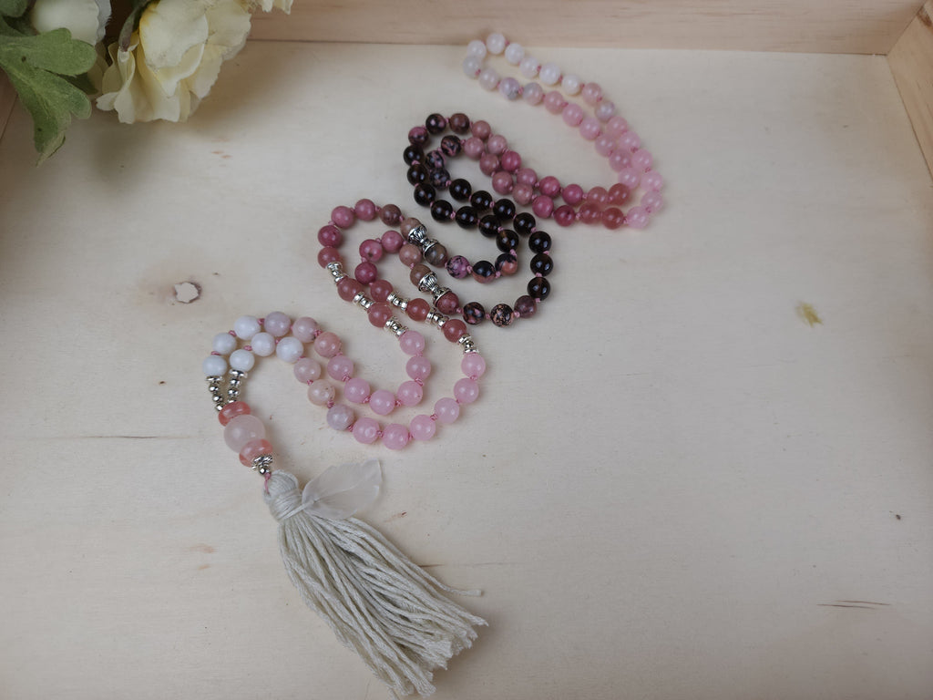Mala Eirene's Staff Prayer Mala Beads Crystal Beaded Knotted Necklace