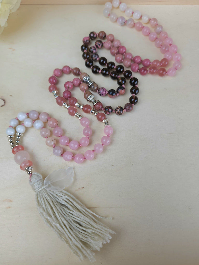 Mala Eirene's Staff Prayer Mala Beads Crystal Beaded Knotted Necklace