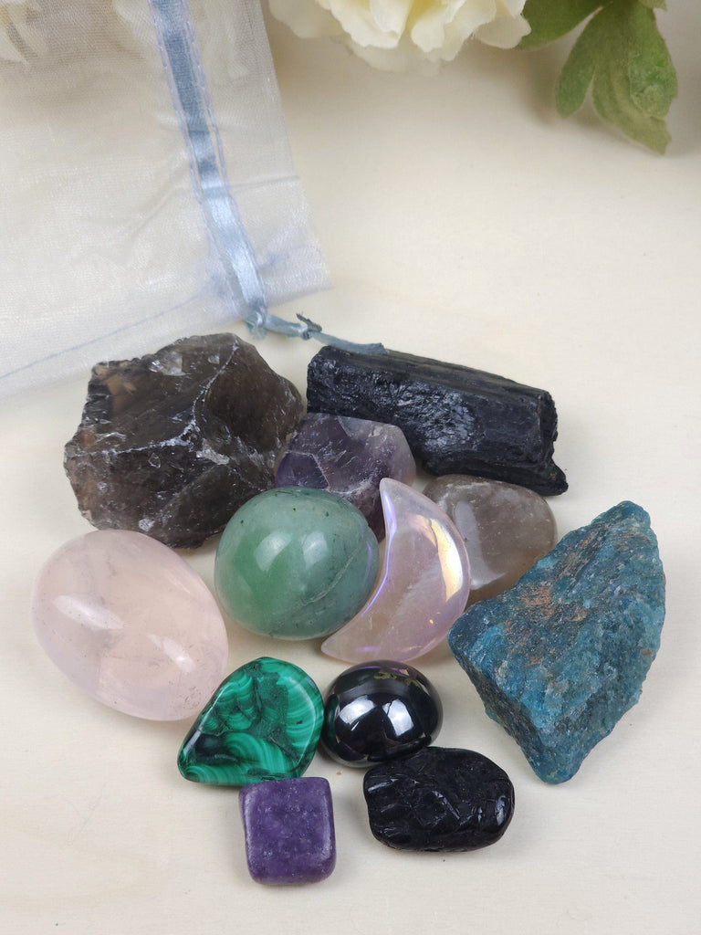 Crystals, Stones, & Gems Empath Protection Crystals Set Stones for Empaths Crystal Confetti Calming and Protective Beginner Crystal Set