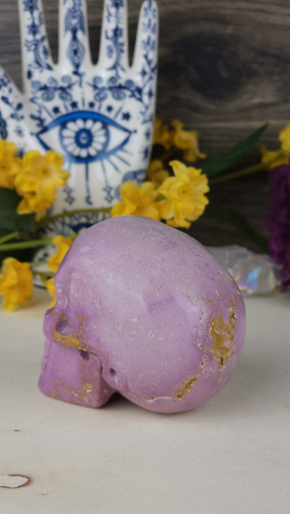 Crystals, Stones, & Gems Ethereal Lavender Phosphosiderite Crystal Skull Carving Pastel Witch Whimsigoth Piedra Voga