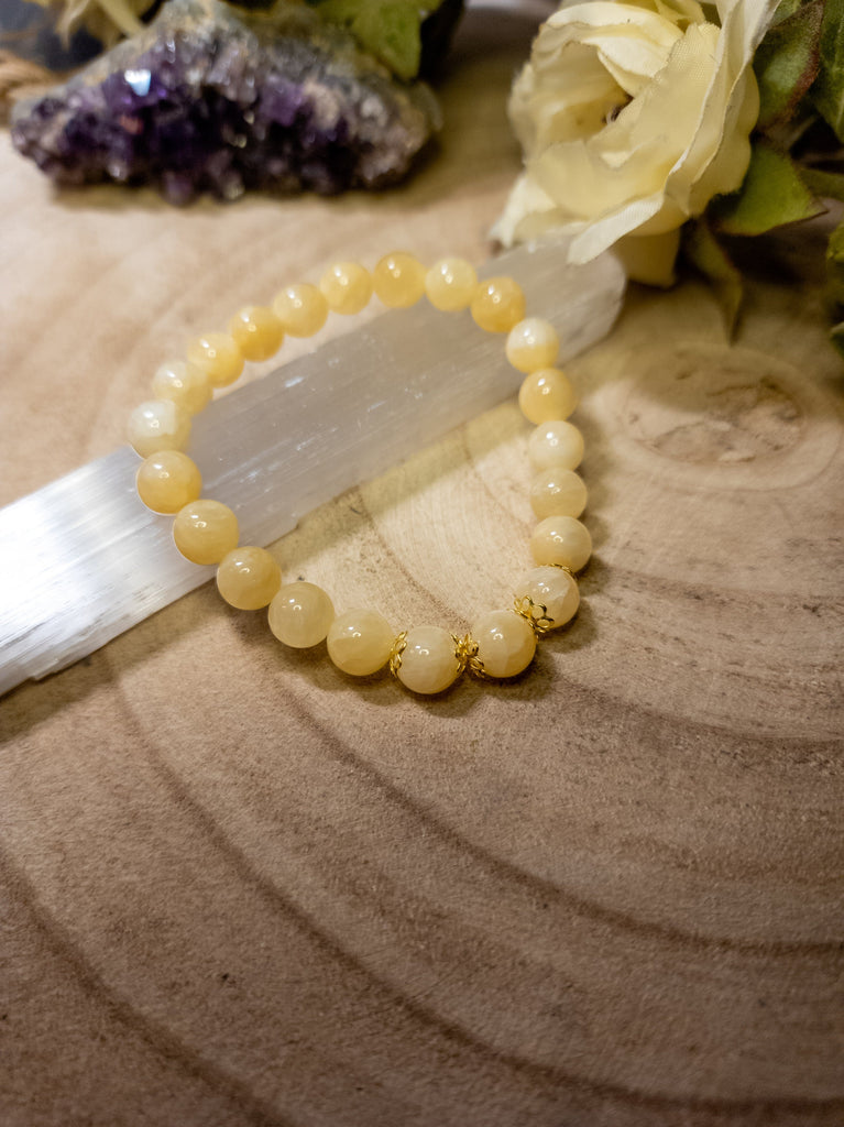 Crystals, Stones, & Gems Ethereal Summer Yellow Calcite Natural Gemstone 8mm bead Bracelet