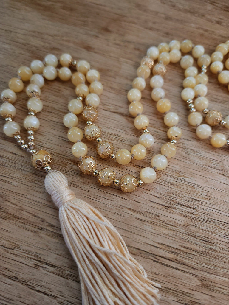 Crystals, Stones, & Gems Ethereal Summer Yellow Calcite Natural Gemstone 8mm bead Mala Prayer Beads Necklace