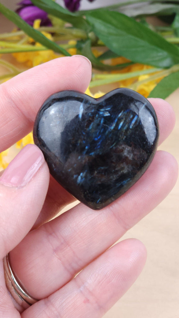 Gorgeous Arfvedsonite Puffy Crystal Heart | Astrophyllite Carved Crystal Heart