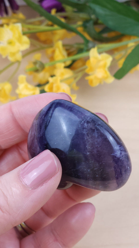 Gorgeous Banded Rainbow Fluorite | Carved Crystal Heart