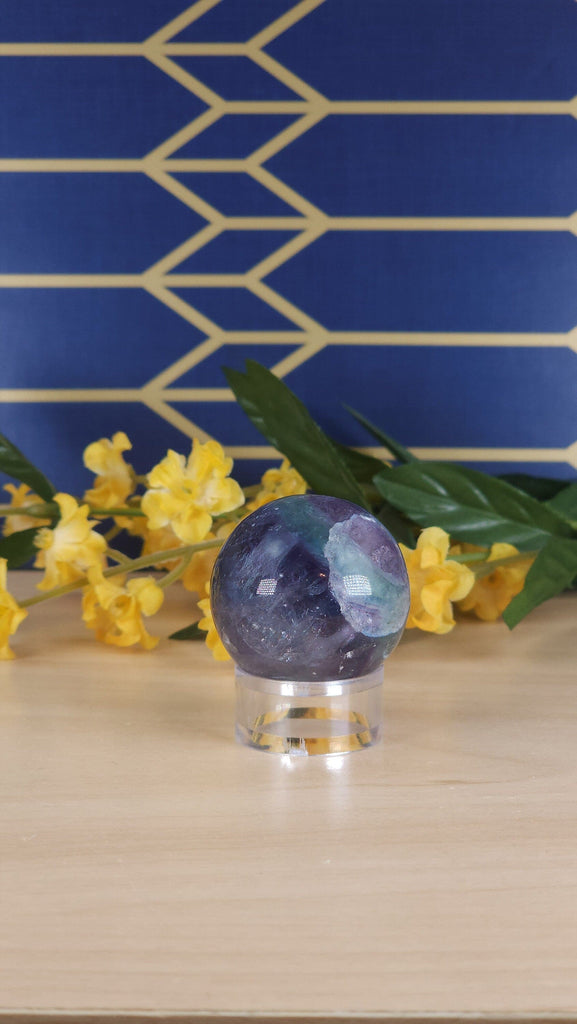 Gorgeous Banded Rainbow Fluorite Sphere | Carved Crystal Ball