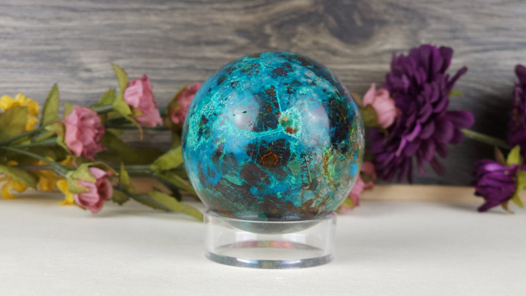 Gorgeous Chrysocolla Crystal Sphere from Peru Polished Chrysocolla Gemstone