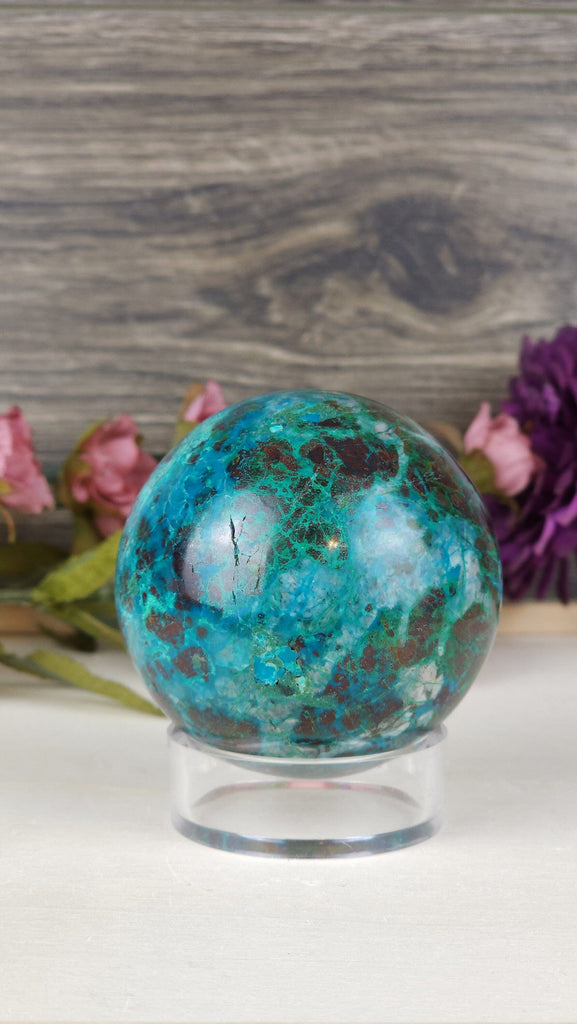 Gorgeous Chrysocolla Crystal Sphere from Peru Polished Chrysocolla Gemstone
