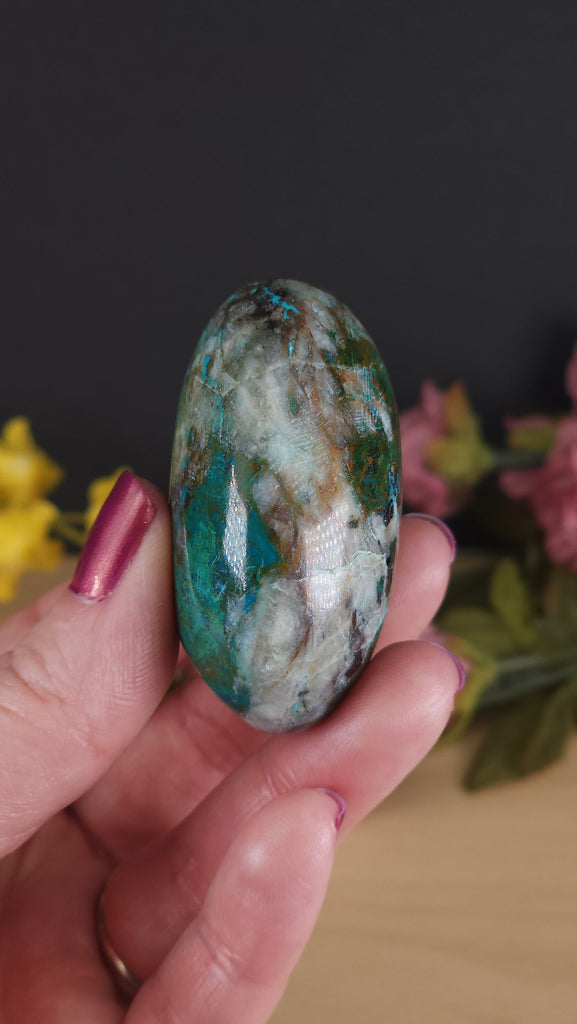 Gorgeous Chrysocolla Palm Stone Worry Stone from Peru