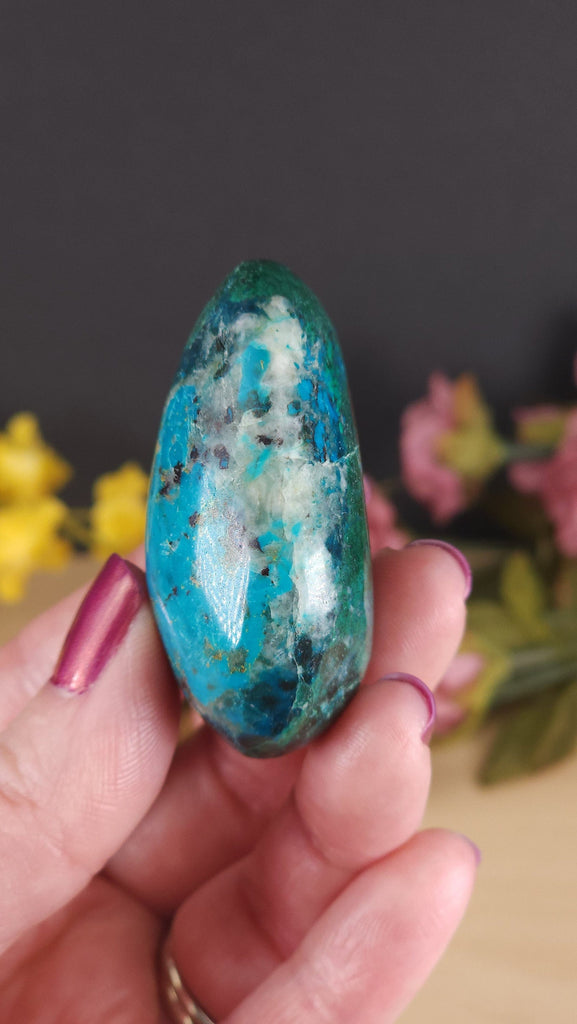 Crystals, Stones, & Gems Gorgeous Chrysocolla Palm Stone Worry Stone from Peru