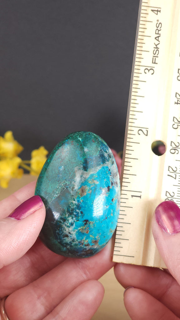 Crystals, Stones, & Gems Gorgeous Chrysocolla Palm Stone Worry Stone from Peru