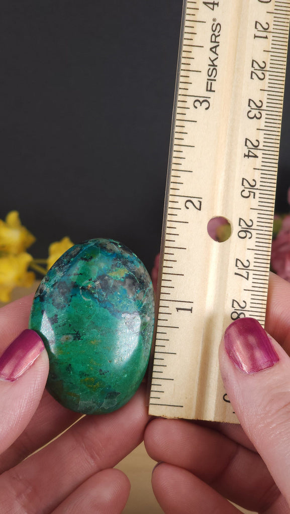 Crystals, Stones, & Gems Gorgeous Chrysocolla Palm Stone Worry Stone from Peru