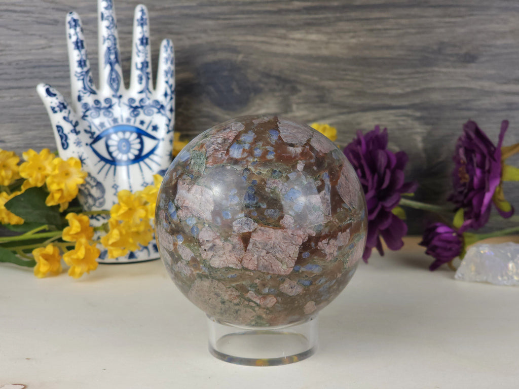 Crystals, Stones, & Gems Gorgeous Ethereal Que Sera Crystal Sphere Empath Protection Crystal Llanite Healing Crystal Sphere