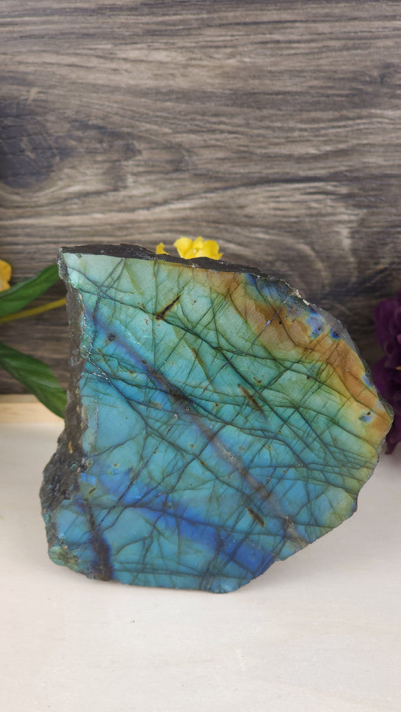 Crystals, Stones, & Gems Gorgeous Extra Flashy Genuine Labradorite Crystal Slab Freeform Rough Labradorite