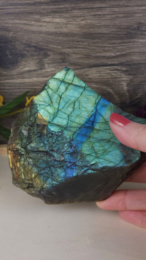 Crystals, Stones, & Gems Gorgeous Extra Flashy Genuine Labradorite Crystal Slab Freeform Rough Labradorite