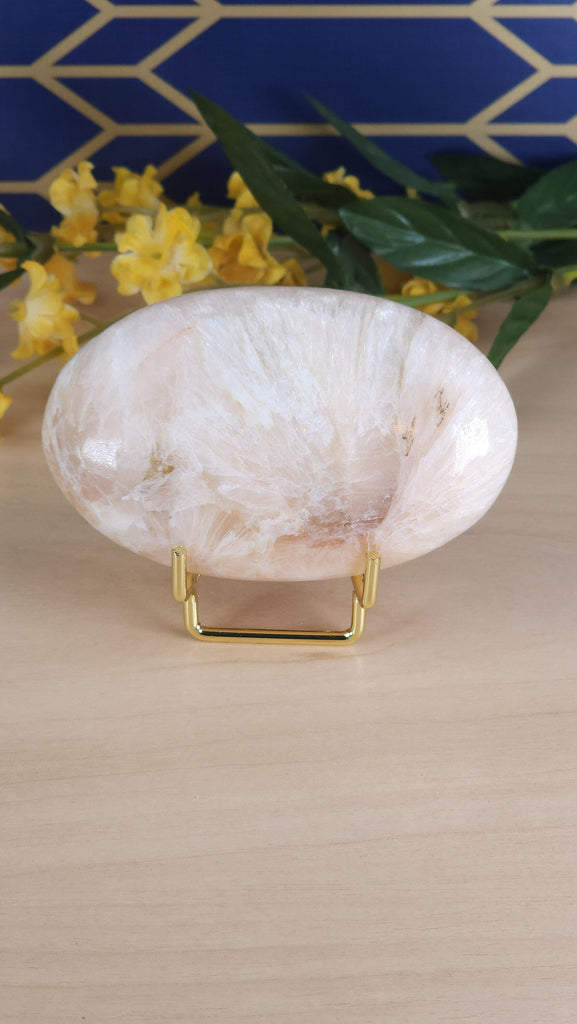 Gorgeous Polished Pink Peach Stilbite Crystal Palmstone