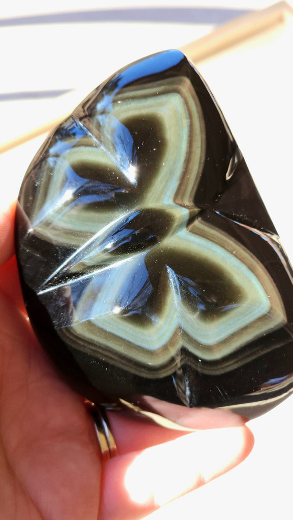 Gorgeous Rainbow Obsidian High Polish Shifty Green Blue Sheen Butterfly