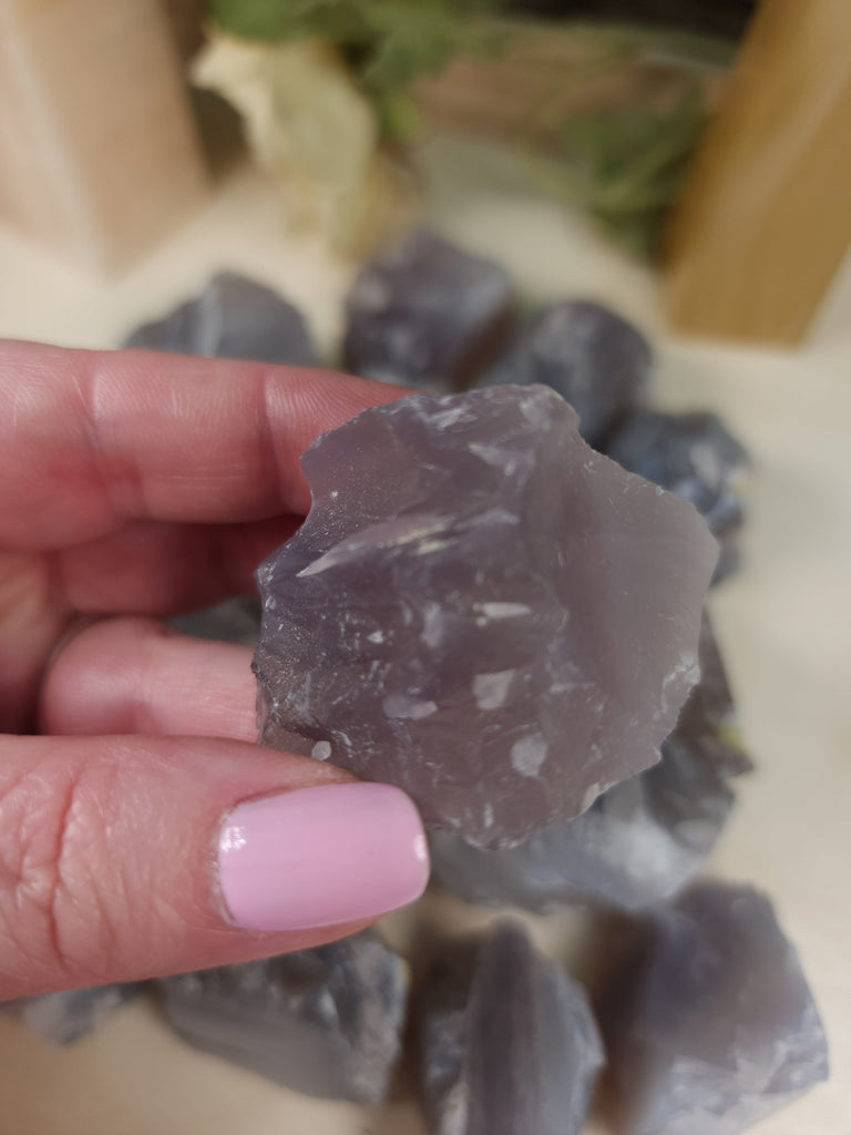 Crystals, Stones, & Gems Gray Agate Raw Healing Crystal