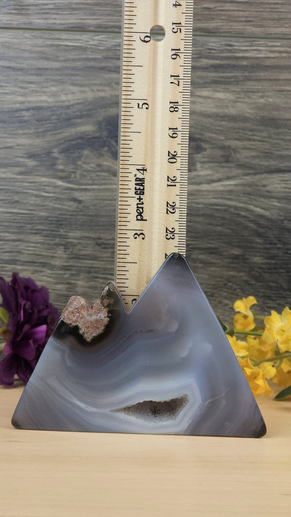 Incredible Agate Mountain Carved Crystal with Druzy Self Standing Slab