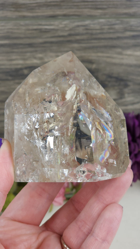 Crystals, Stones, & Gems Incredible High Quality Natural Champagne Smoky Clear Quartz Generator Point Water Clear High Shine Natural Smoky Quartz X Rainbow