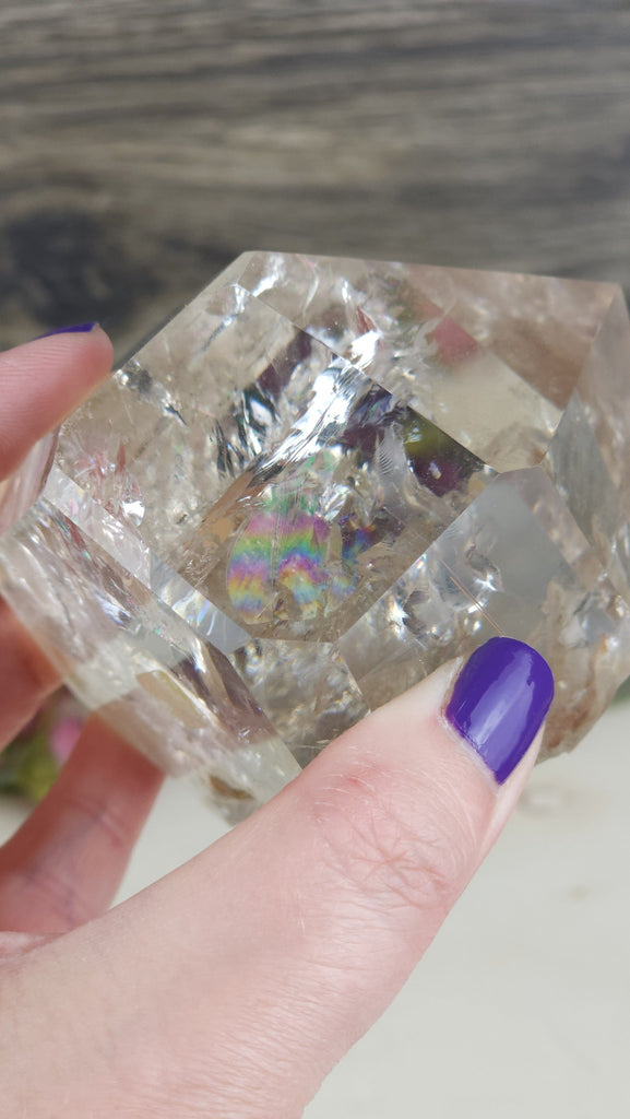 Crystals, Stones, & Gems Incredible High Quality Natural Champagne Smoky Clear Quartz Generator Point Water Clear High Shine Natural Smoky Quartz X Rainbow