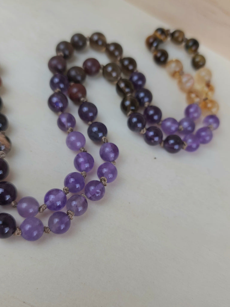 Mixed Media Healing Crystal Prayer Beads Mala Electroform Necklace