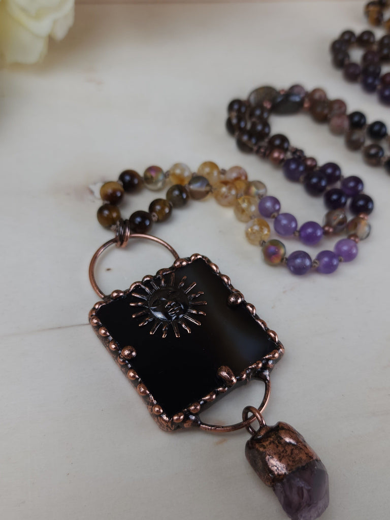 Healing Crystal Prayer Beads Mala Electroform Necklace Smoky Quartz benefits