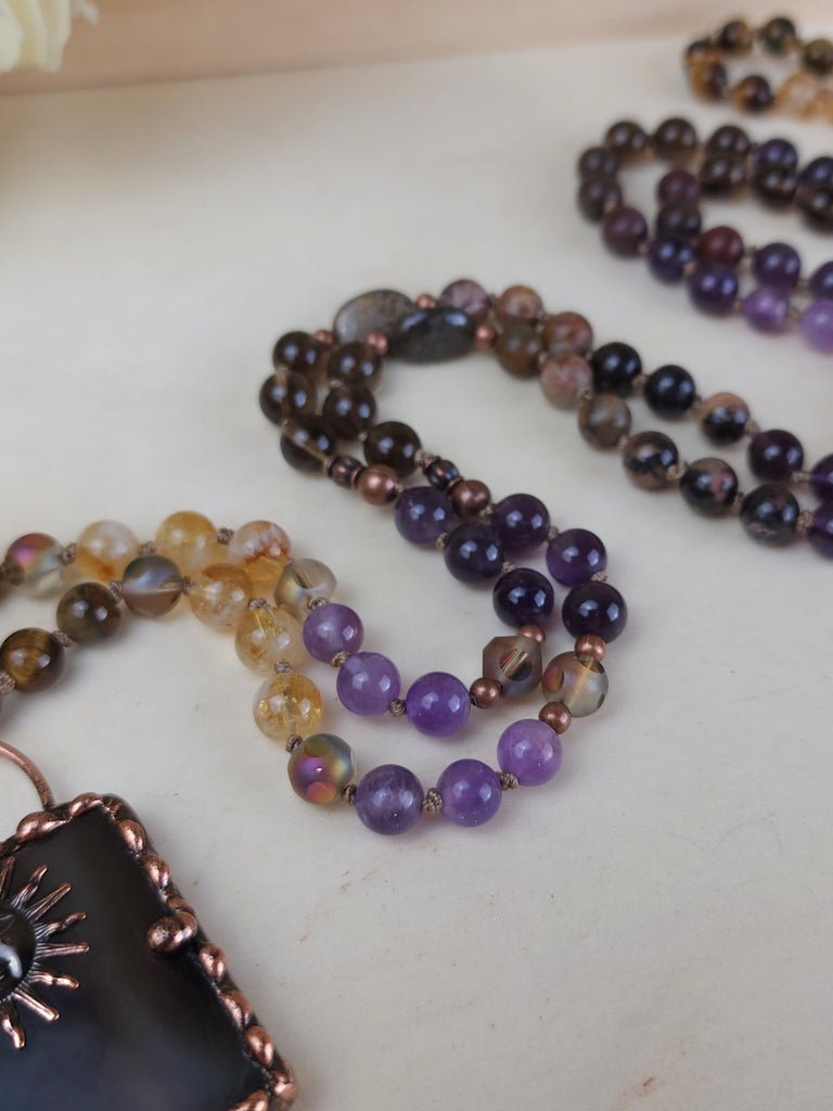 Hestia's Harmony Healing Crystal Prayer Beads Mala Electroform Necklace