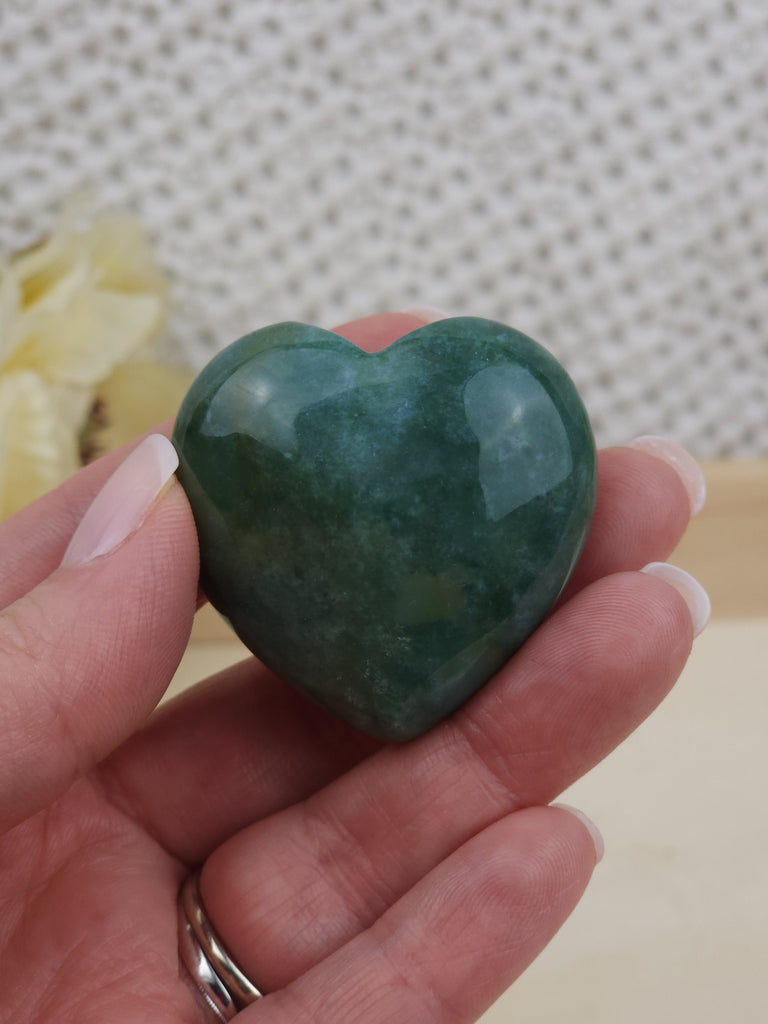Moss Agate Puffed Gemstone Heart