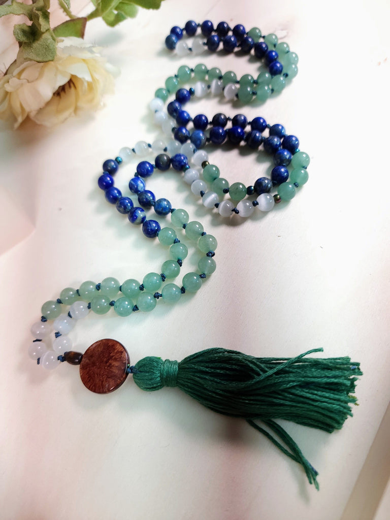 Crystals, Stones, & Gems Nervous System Support Mala Prayer Beads for Vagus Nerve