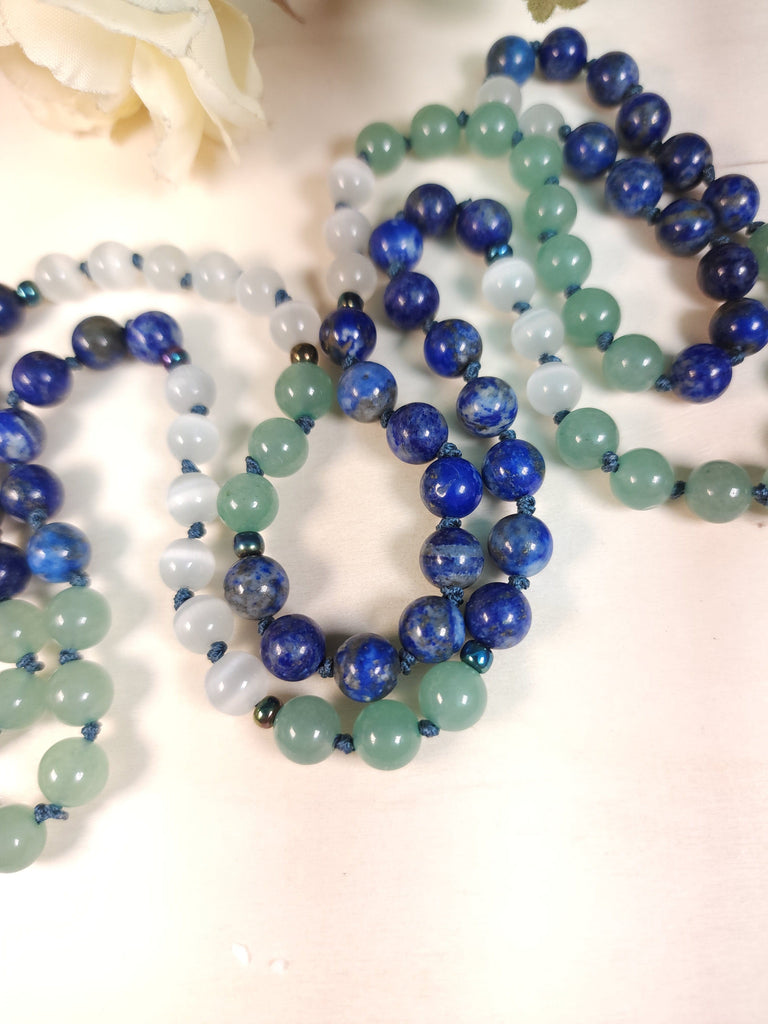 Crystals, Stones, & Gems Nervous System Support Mala Prayer Beads for Vagus Nerve