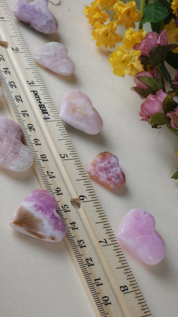 Crystals, Stones, & Gems One (1) Pink Aragonite Small Heart Carved Stones | Pink Tchazar Crystal - Rare!