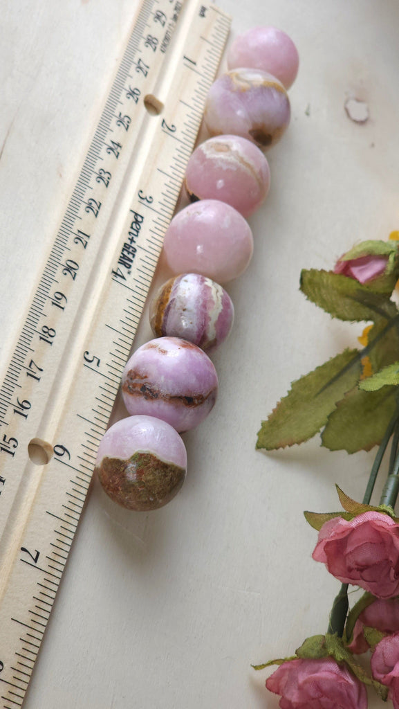 Crystals, Stones, & Gems One (1) Pink Aragonite Small Spheres Banded Mini Spheres | Pink Tchazar Crystal Pocket Stone - Rare!