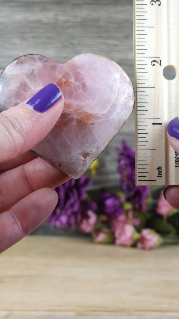 Crystals, Stones, & Gems Pink Aragonite Medium Banded Heart Palm Stone | Pink Tchazar Crystal Pocket Stone - Rare!