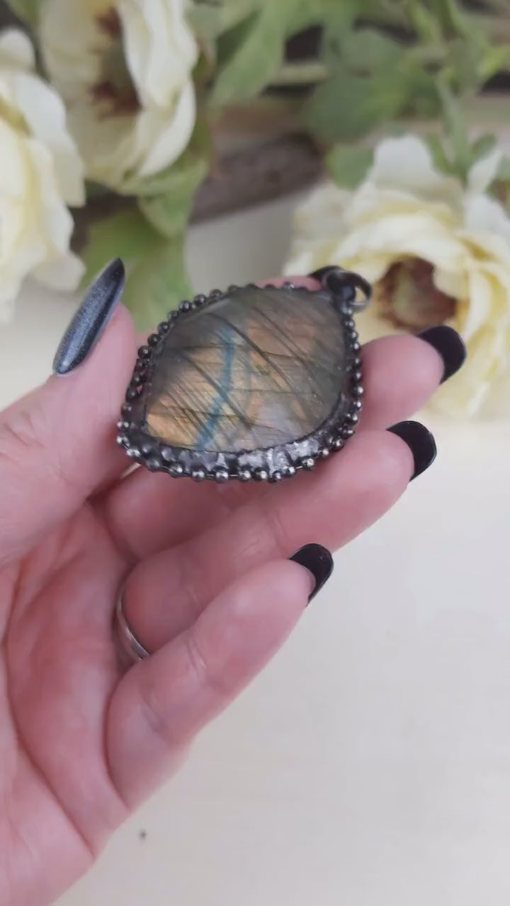 Ethereal Extra Flashy Labradorite Crystal Pendant Witch Aesthetic