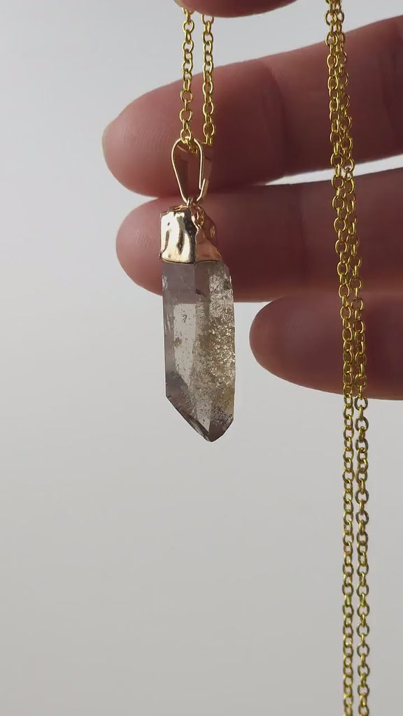 Stunning High Quality Smoky Quartz Necklace | Rough Quartz Crystal Pendant | Gold Plated Smoky Quartz Crystal Necklace