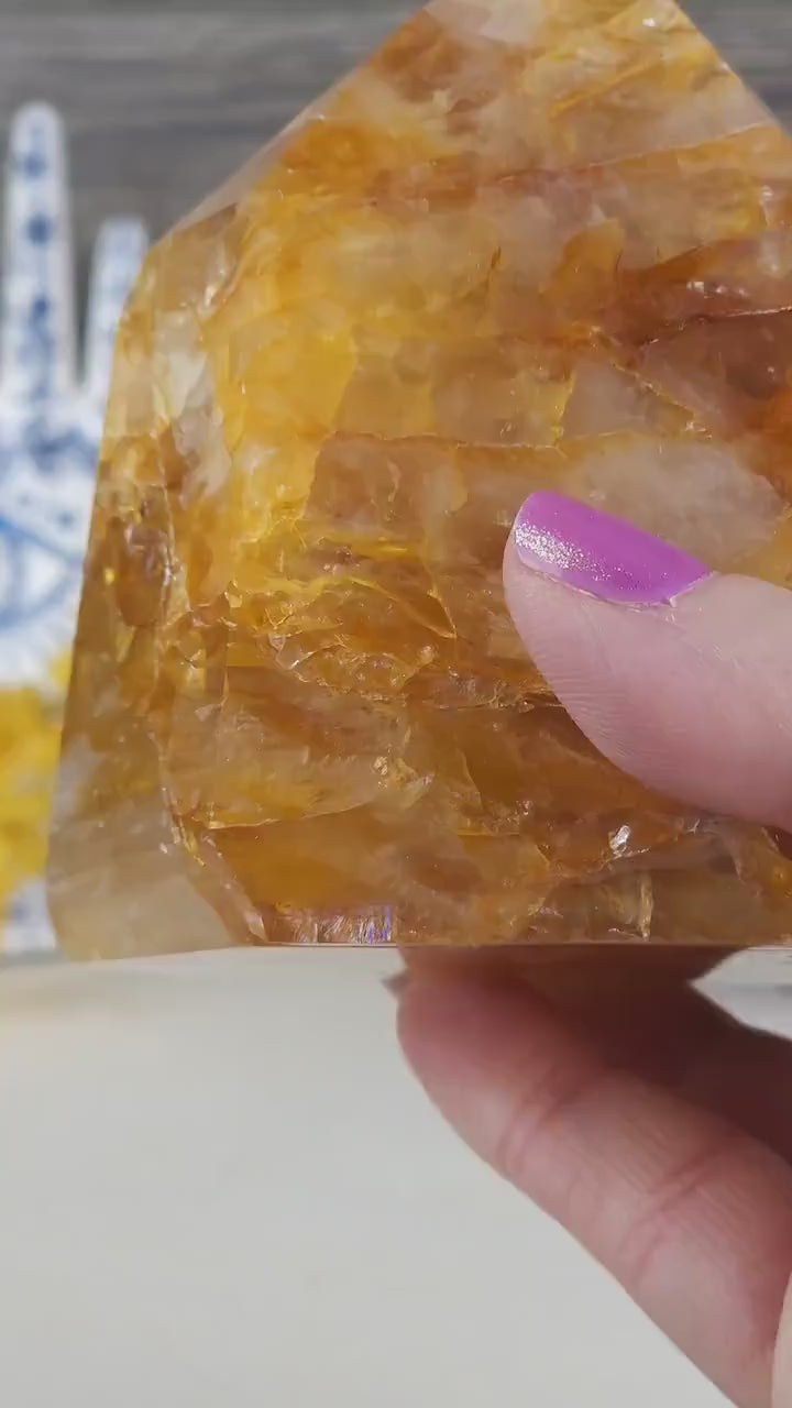 Stunning High Quality Golden Healer Quartz Freeform Crystal Tower from Brazil Crystals for Manifestation