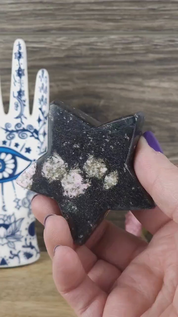 Stunning Snowflake Obsidian Crystal Carved Star