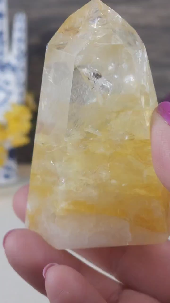 Stunning High Quality Golden Healer Quartz Freeform Crystal Tower from Brazil Crystals for Manifestation