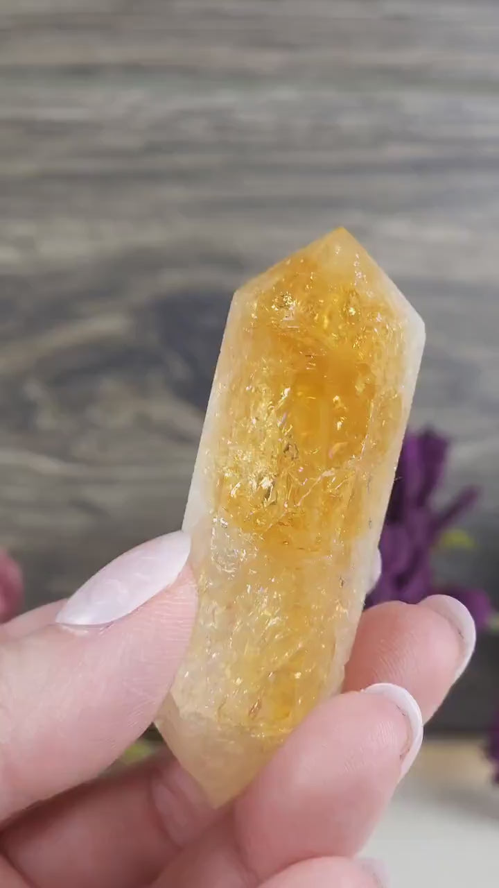 Stunning Rainbow Double Terminated Citrine Crystal Point 4