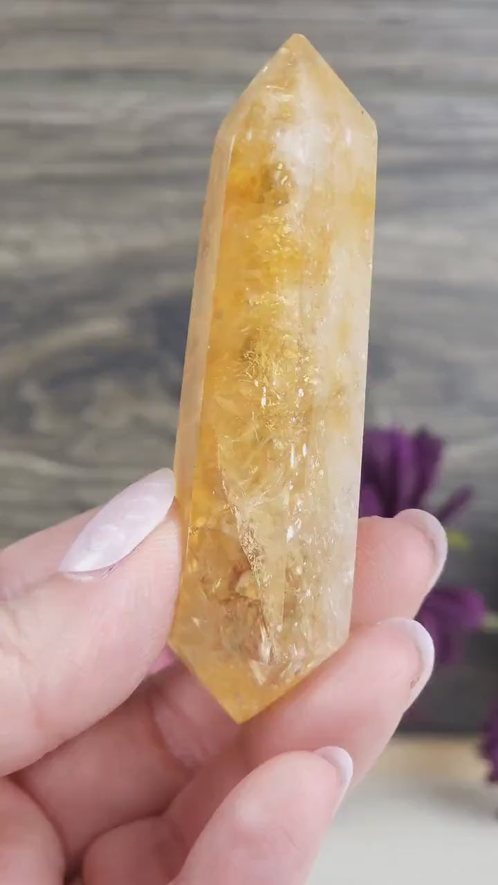 Stunning Rainbow Double Terminated Citrine Crystal Point 2