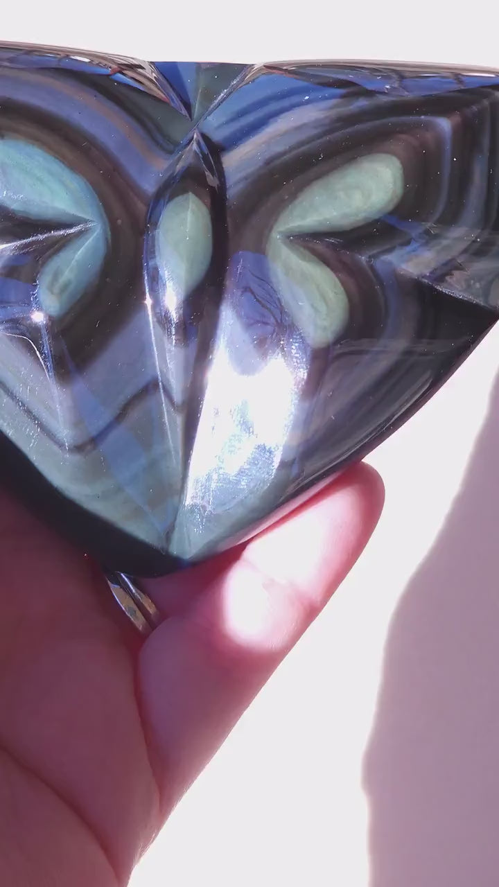 Gorgeous Rainbow Obsidian High Polish Shifty Green Multicolor Sheen Butterfly