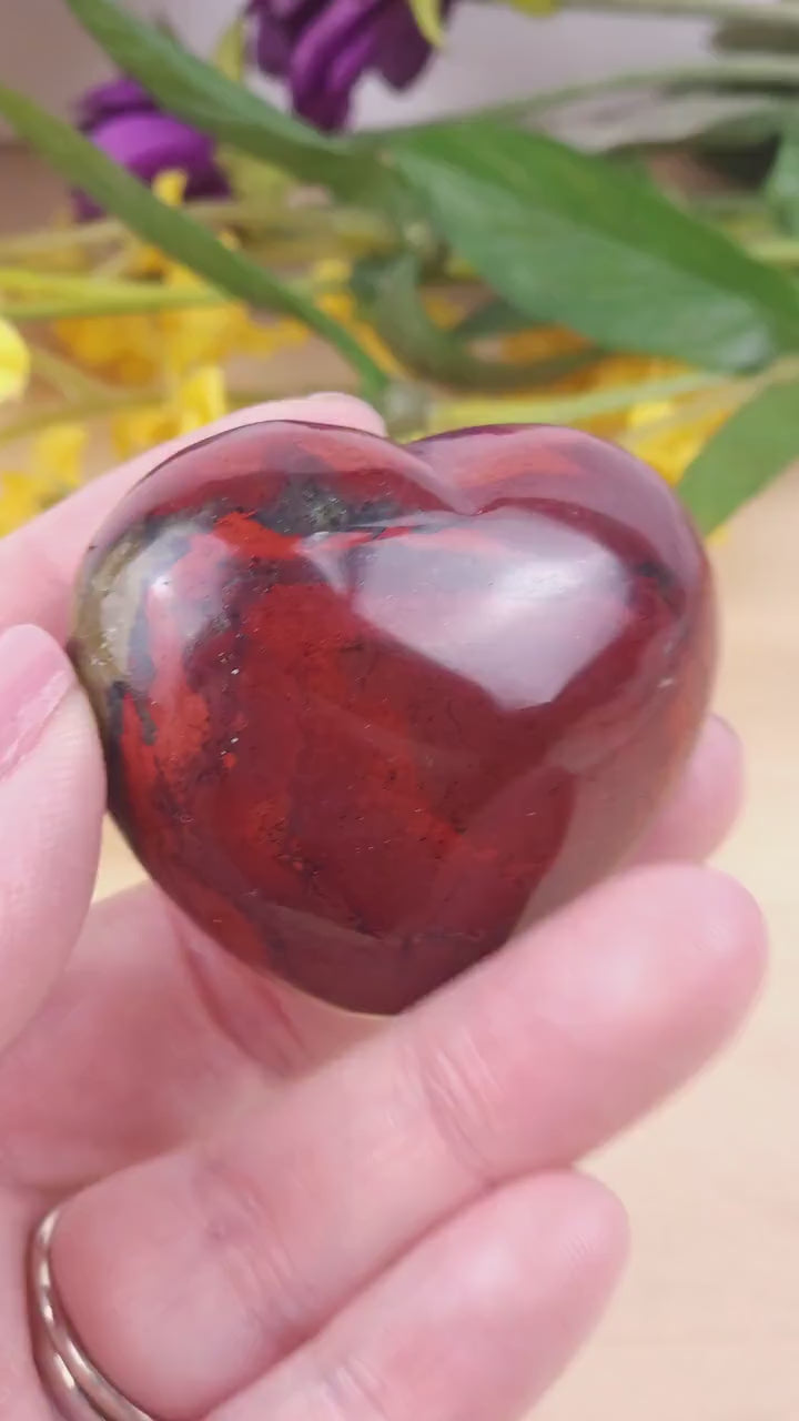 Gorgeous Red Jasper Puffy Crystal Heart | Carved Crystal Heart