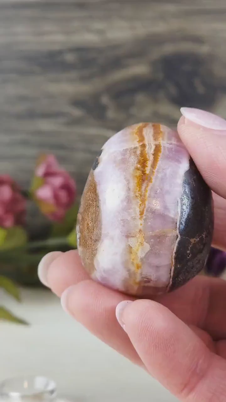 Stunning Rare Pink Aragonite Crystal Egg Medium Banded Natural Pink Aragonite