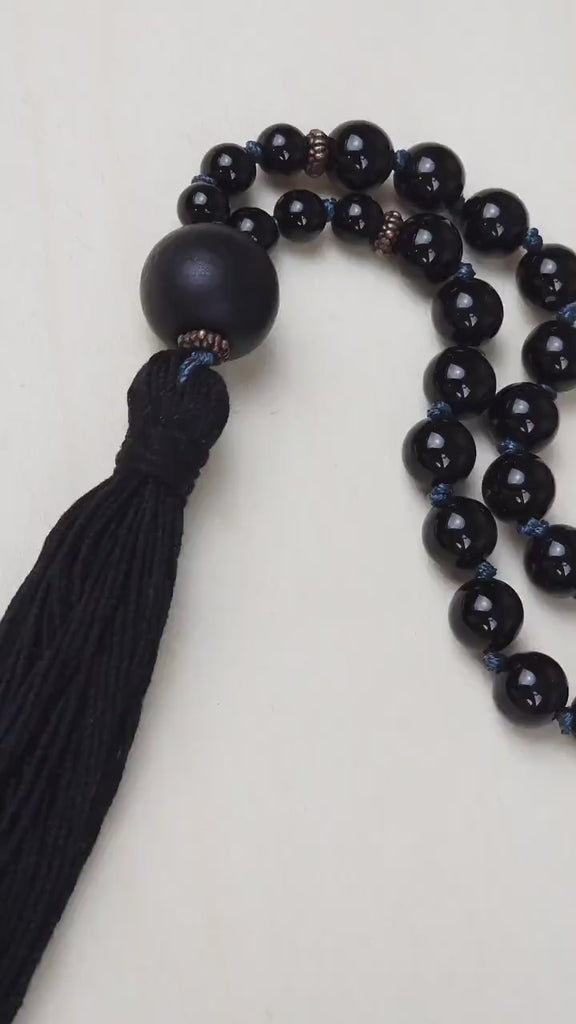 Stunning Black Onyx, Citrine, and Emerald Prayer Bead Crystal Mala Crystals for Grief and Heartbreak