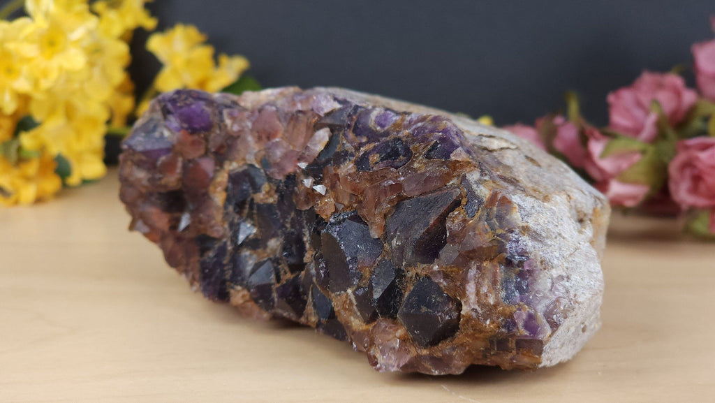 Crystals, Stones, & Gems Rare Alien Amethyst with Hematite Iron Inclusions | Druzy Cluster Specimen | Hematite Amethyst