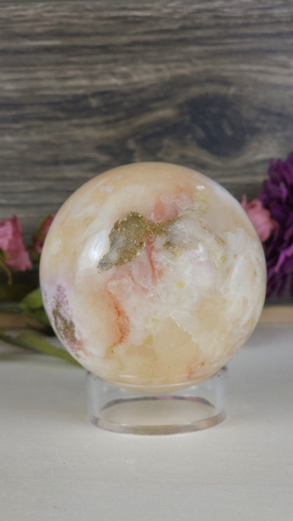 Crystals, Stones, & Gems Stunning Ethereal Stilbite x Apophyllite Crystal Large Sphere for Energy Clearing