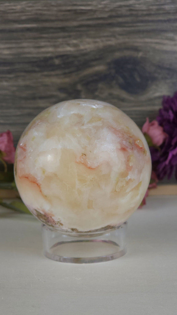 Crystals, Stones, & Gems Stunning Ethereal Stilbite x Apophyllite Crystal Large Sphere for Energy Clearing